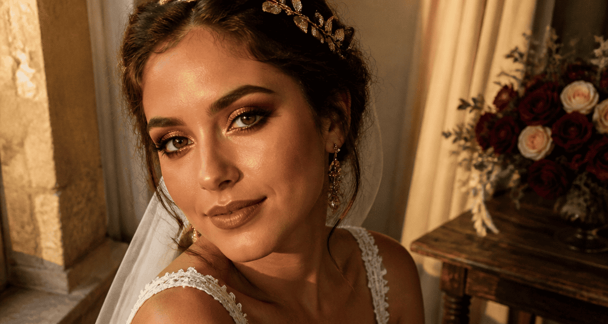 maquillage yeux marron pour mariage lumière dorée