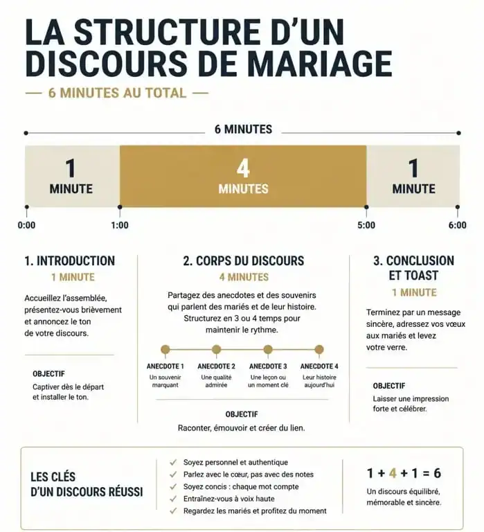 Structure idéale d'un discours de témoin de mariage pour une intervention réussie